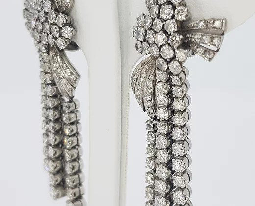 Diamond and Platinum Drop Earrings, 5.00 carat total