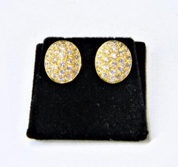 Vintage Oval Diamond Set Earrings in 18ct Yellow Gold, 2.40 carat total, Circa 1960s