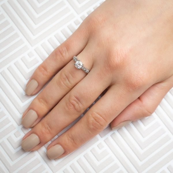 Vintage 0.61ct Diamond Engagement Ring in Platinum, with Certificate