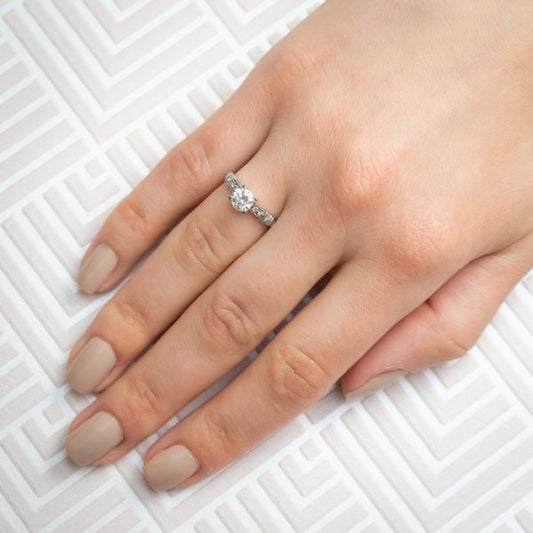 Vintage 0.61ct Diamond Engagement Ring in Platinum, with Certificate