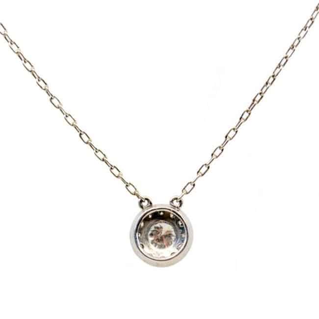 Vintage Art Deco Style Diamond and Platinum Cluster Pendant Necklace, 0.35 carats, with chain.