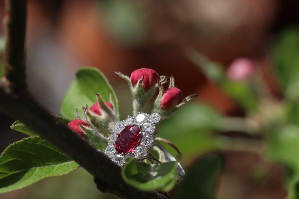 Vintage Ruby and Diamond Cluster Ring, Circa 1970s