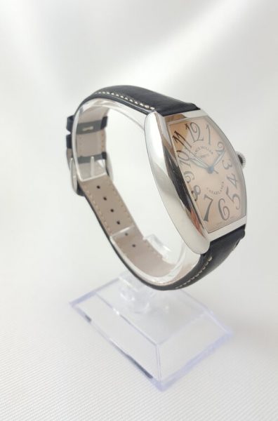 Franck Muller Casablanca 32mm Automatic Wrist Watch; 32mm wide stainless steel case, salmon dial, on a leather strap. Circa 1990s-2000s.