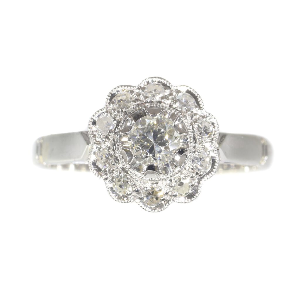 Vintage 1950s Diamond Floral Cluster Ring