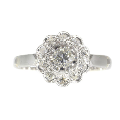 Vintage 1950s Diamond Floral Cluster Ring