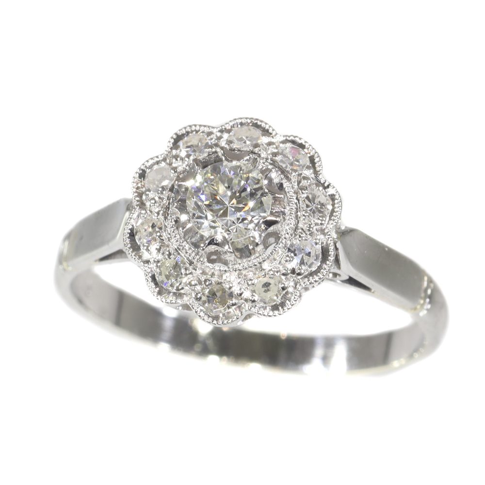 Vintage 1950s Diamond Floral Cluster Ring
