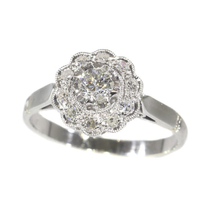 Vintage 1950s Diamond Floral Cluster Ring