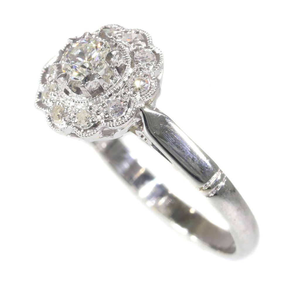 Vintage 1950s Diamond Floral Cluster Ring