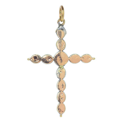Antique Rococo 18th Century Diamond Cross Pendant, set with table-cut and rose-cut diamonds. Late Baroque Circa 1750