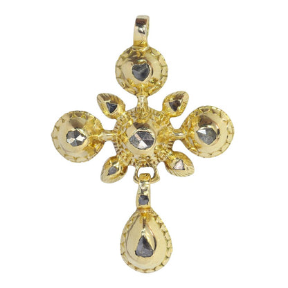 Antique Georgian Rose Cut Diamond Cross Pendant, Circa 1800