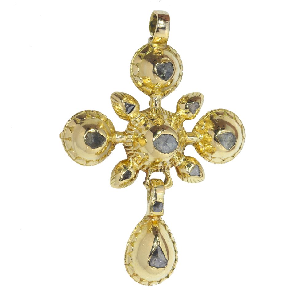 Antique Georgian Rose Cut Diamond Cross Pendant, Circa 1800