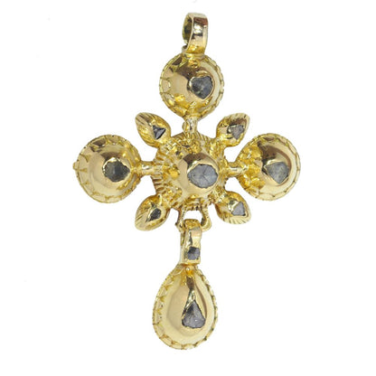 Antique Georgian Rose Cut Diamond Cross Pendant, Circa 1800