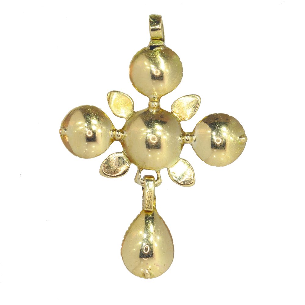 18ct yellow gold cross with rose cut diamonds early 19th century