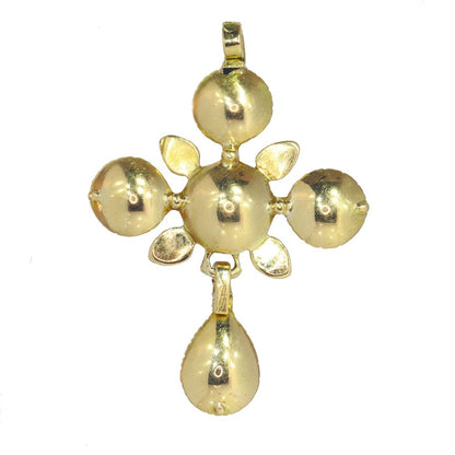 18ct yellow gold cross with rose cut diamonds early 19th century
