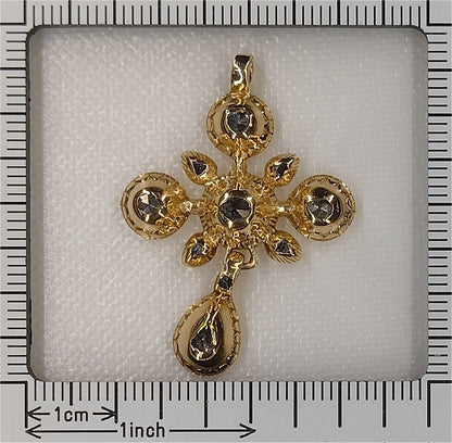 18ct yellow gold cross with diamonds early 19th century