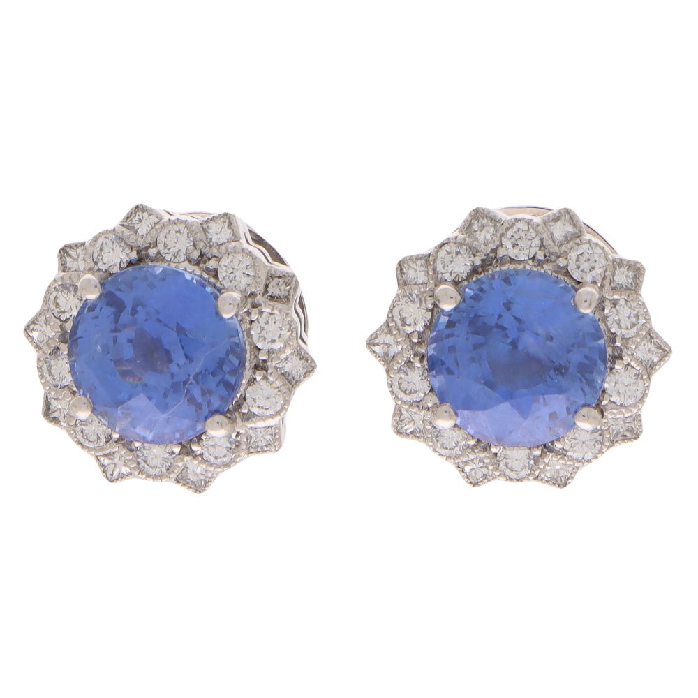Sapphire and diamond earrings in white gold