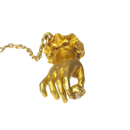 Antique 18ct Yellow Gold Tiepin Hand Holding 0.20ct Old Mine Cut Diamond