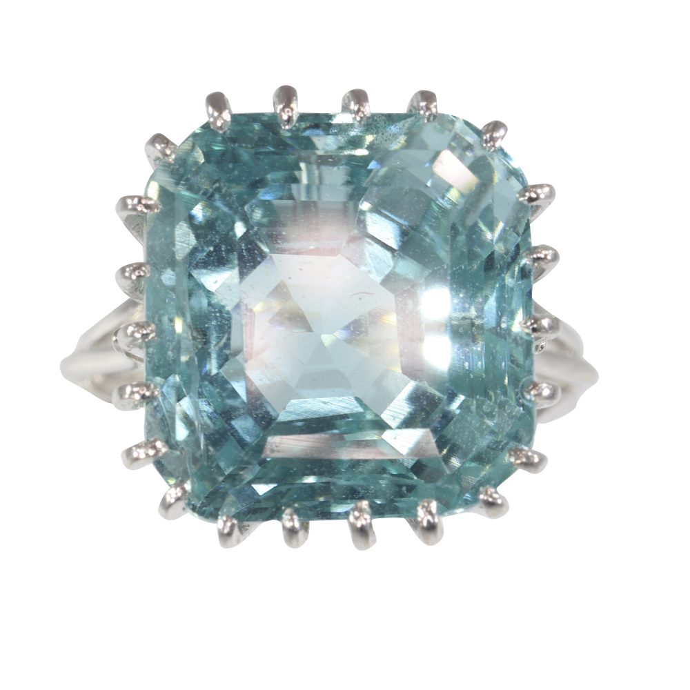 Vintage Large Aquamarine Statement Cocktail Ring
