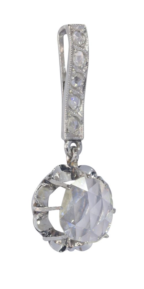 Art Deco Rose Cut Diamond Solitaire Pendant