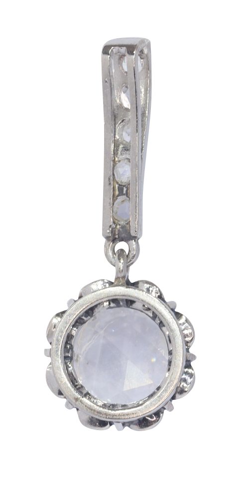Vintage Rose Cut Diamond Pendant 18ct White Gold