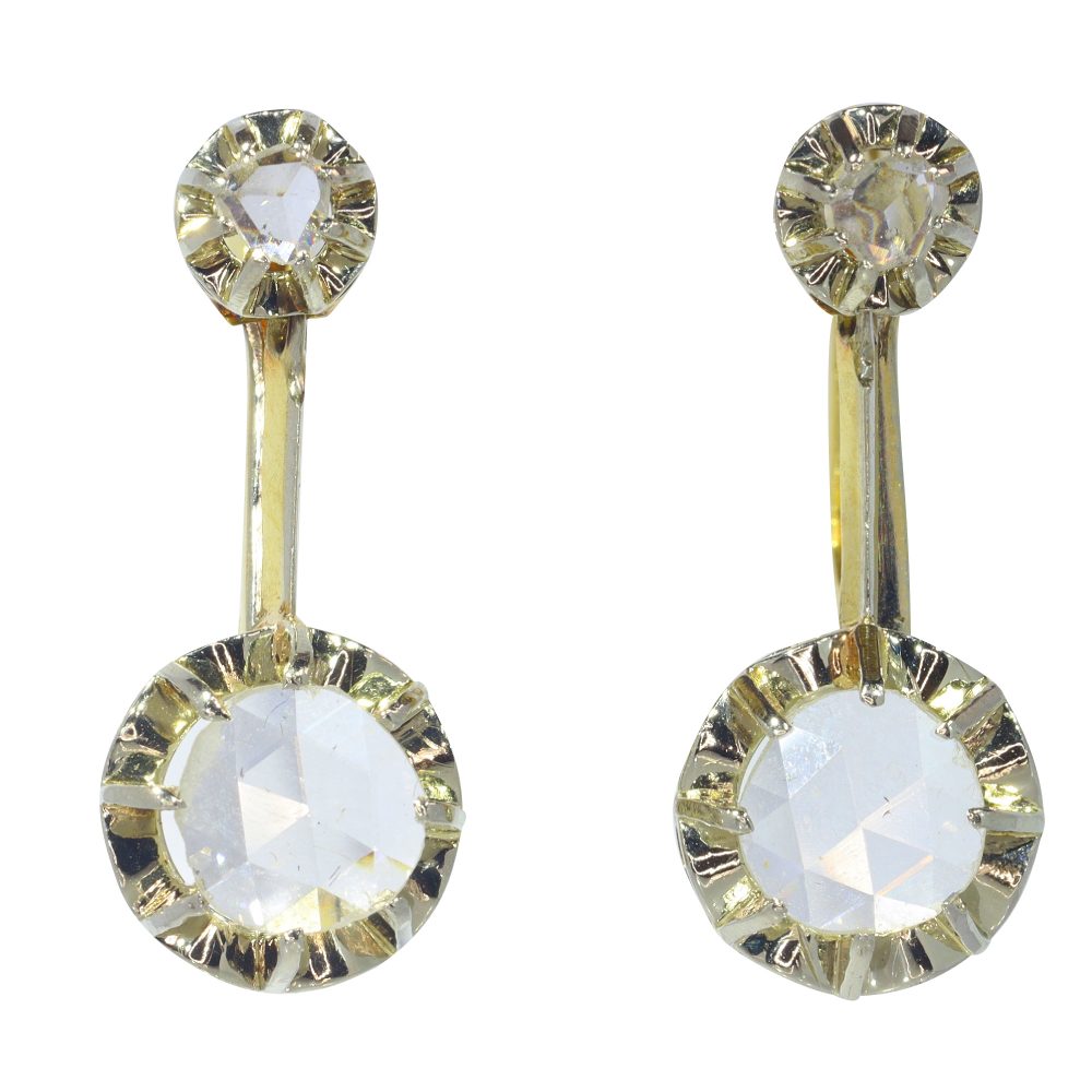 Vintage 1930s Rose Cut Diamond Drop Earrings