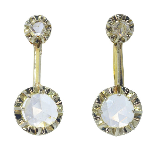 Vintage 1930s Rose Cut Diamond Drop Earrings