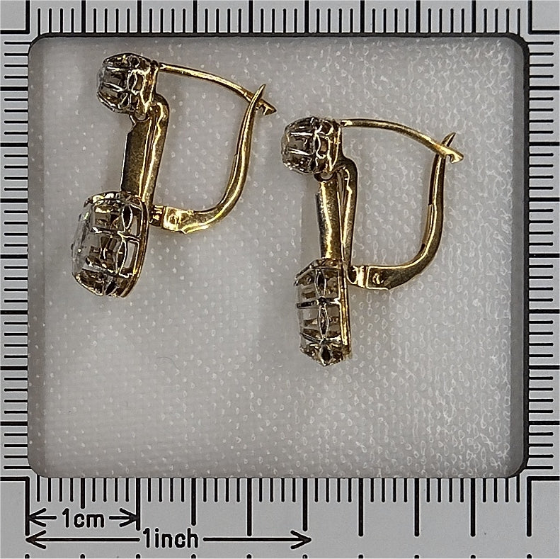 18ct Gold Diamond Drop Earrings Circa 1930