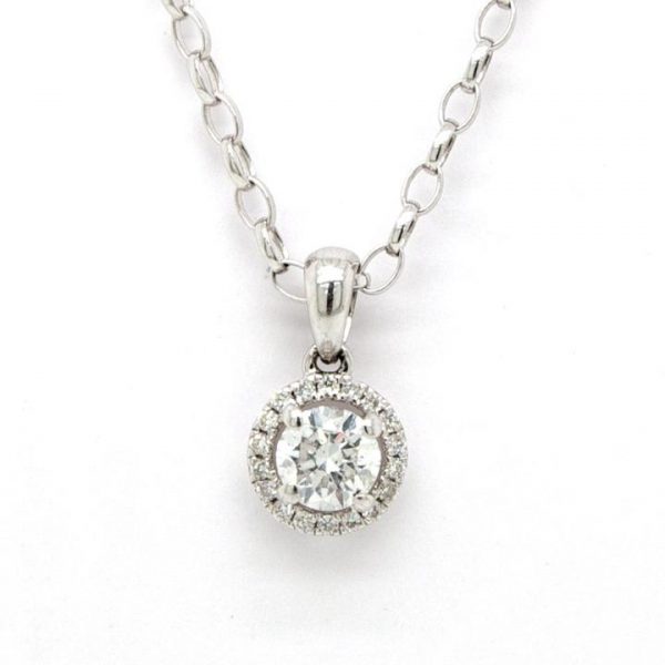 Diamond Jewellery Pendant 0.45ct Diamond and 18ct White Gold Cluster Pendant; An 18ct white gold diamond cluster pendant. Diamonds: total weight 0.45 carats