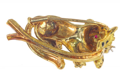 Vintage 18ct Yellow Gold Leopard Brooch