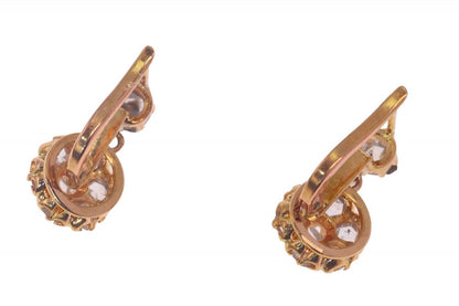 Victorian Antique Rose Cut Diamond Drop Earrings