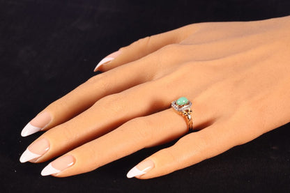 Victorian Antique Turquoise and Diamond Ring