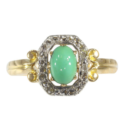 Victorian Antique Turquoise and Diamond Ring