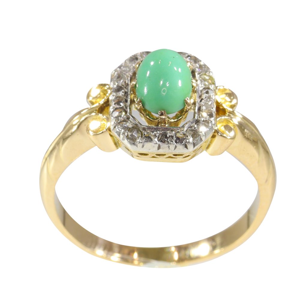 Victorian Antique Turquoise and Diamond Ring
