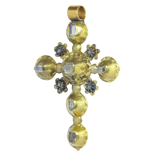 Georgian 18 Carat Yellow Gold And Diamond Cross Pendant