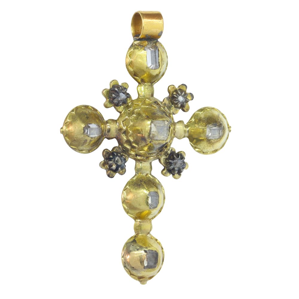 Georgian 18 Carat Yellow Gold And Diamond Cross Pendant