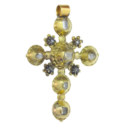 Georgian 18 Carat Yellow Gold And Diamond Cross Pendant