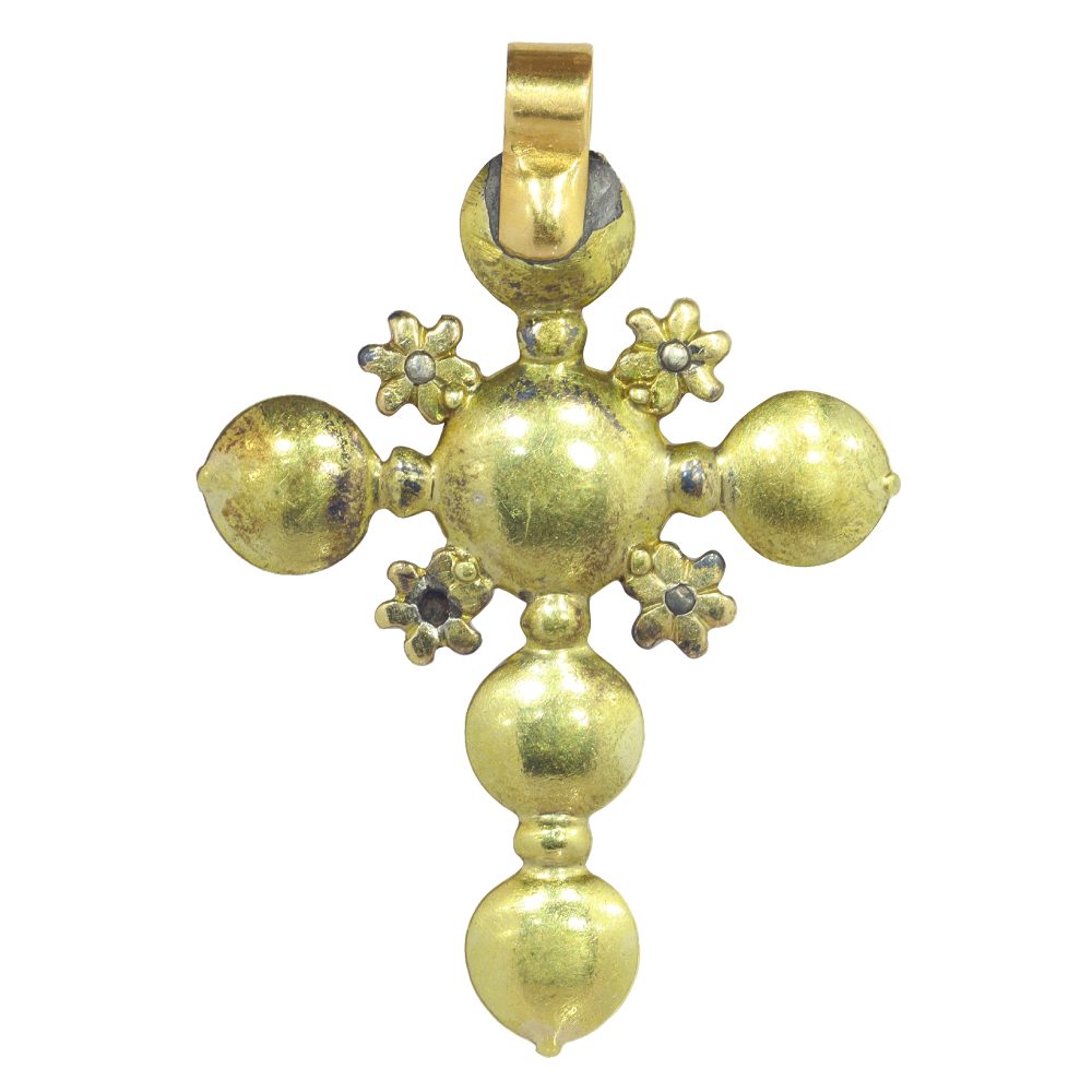 Georgian 18 Carat Yellow Gold And Diamond Cross Pendant