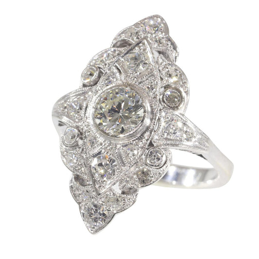 Vintage 1.20ct Diamond Navette Cluster Ring
