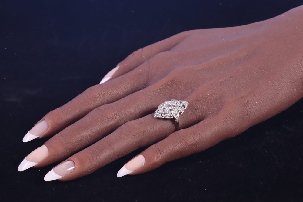 Vintage 1.20ct Diamond Navette Cluster Ring