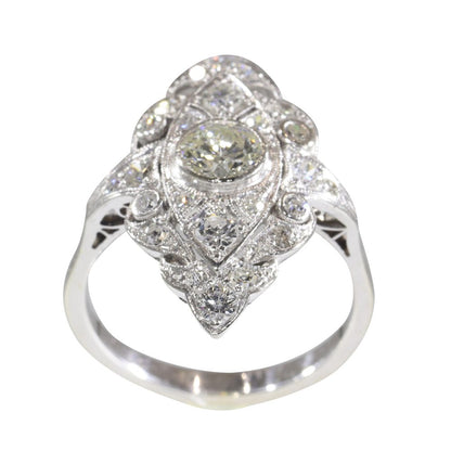 Vintage 1.20ct Diamond Navette Cluster Ring