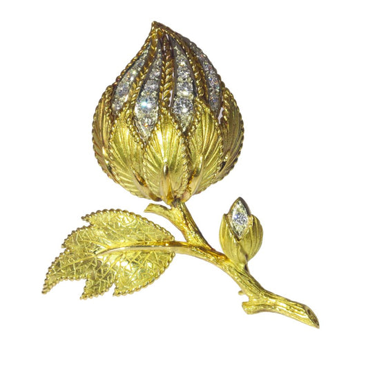 Vintage Diamond Set Flower Brooch