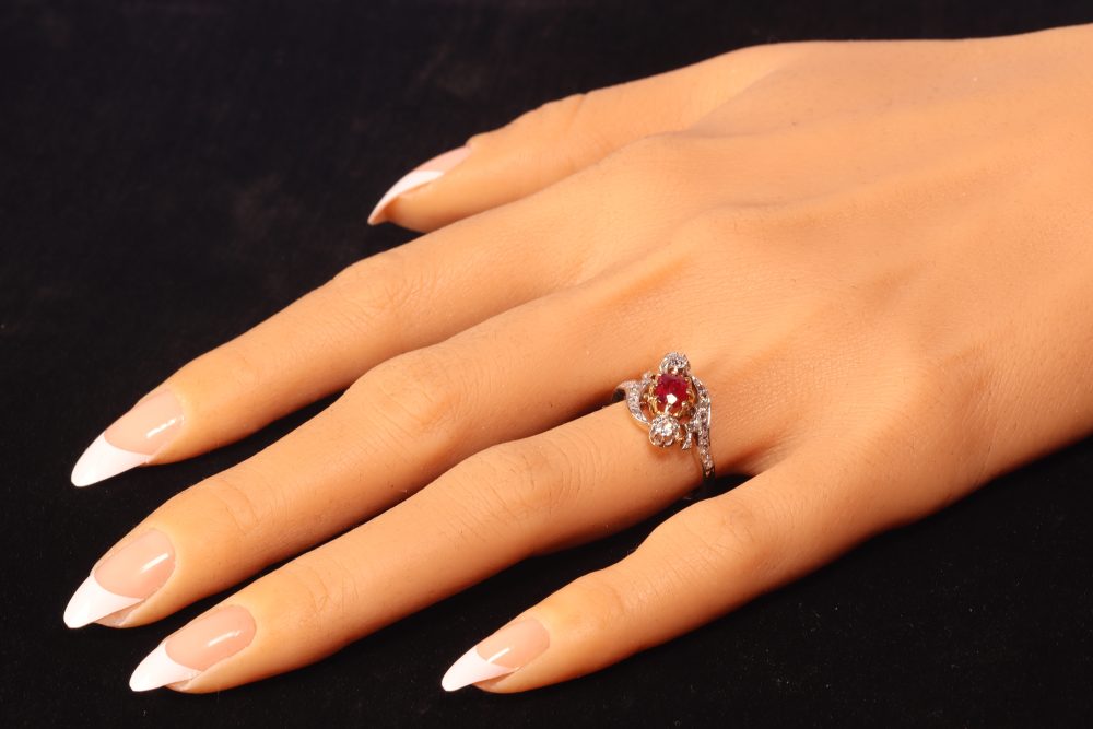 Belle Epoque Old Cut Diamond Engagement Ring In Two Tone Gold