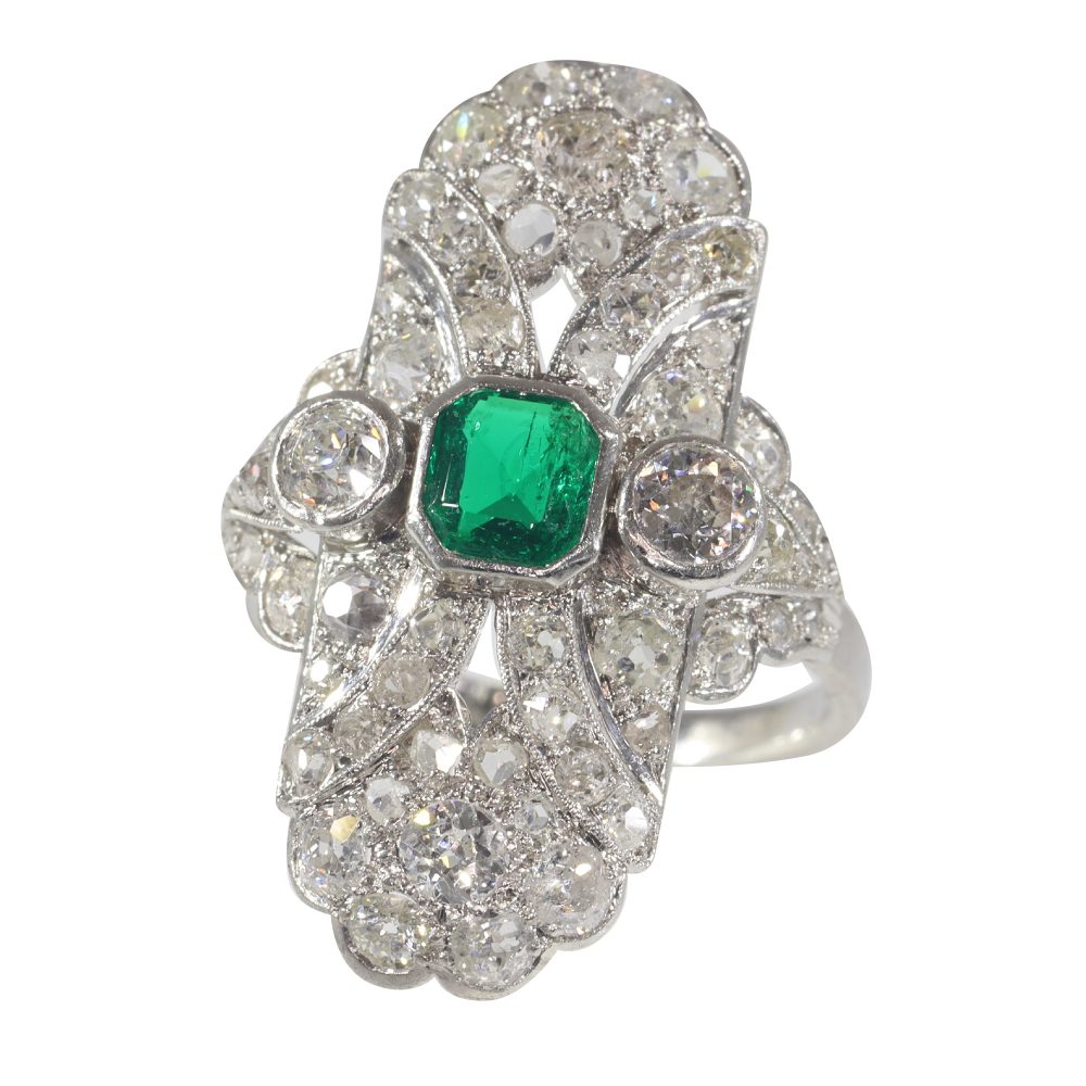 Antique emerald and diamond ring