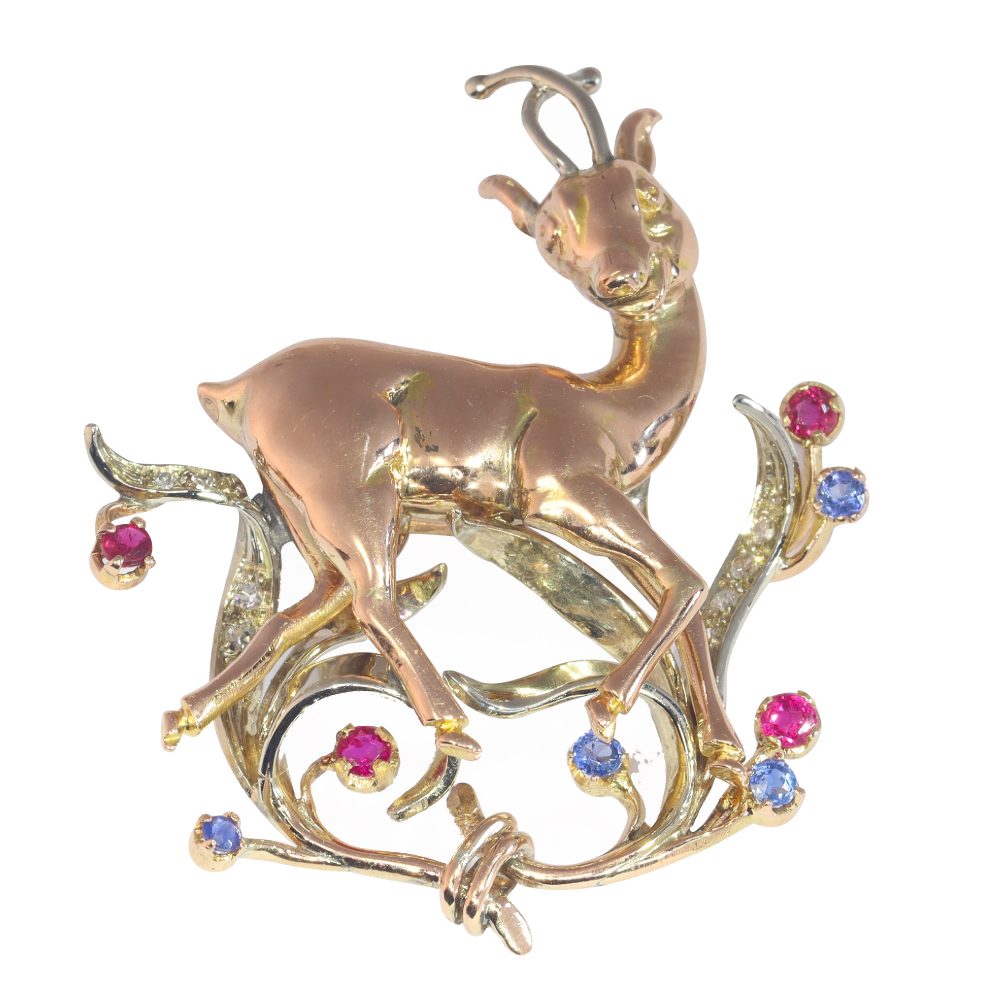 Vintage Bambi Gem Set Brooch