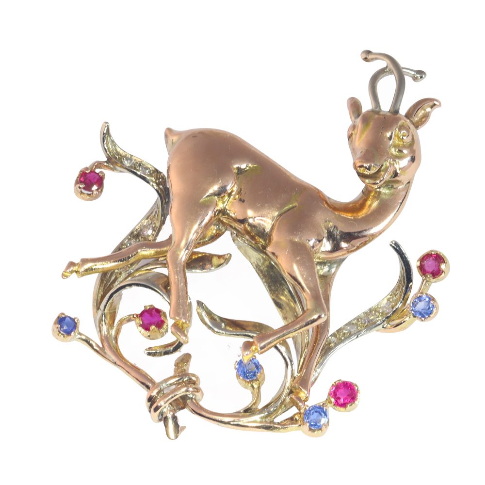 Vintage Bambi Gem Set Brooch