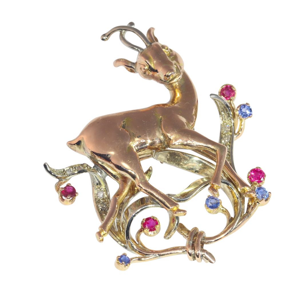 Vintage Bambi Gem Set Brooch