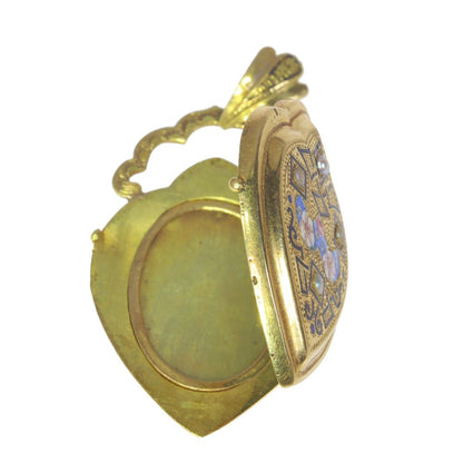 Antique Victorian Enamel and Pearl Pendant Locket