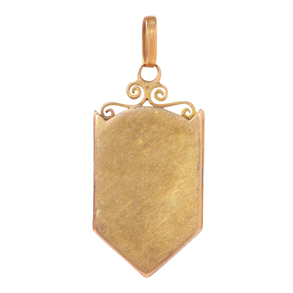 Antique Victorian Enamel Butterfly and Flowers Pendant Locket