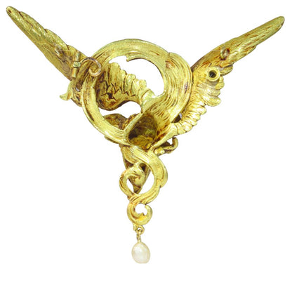 Antique French Griffin Brooch Pendant