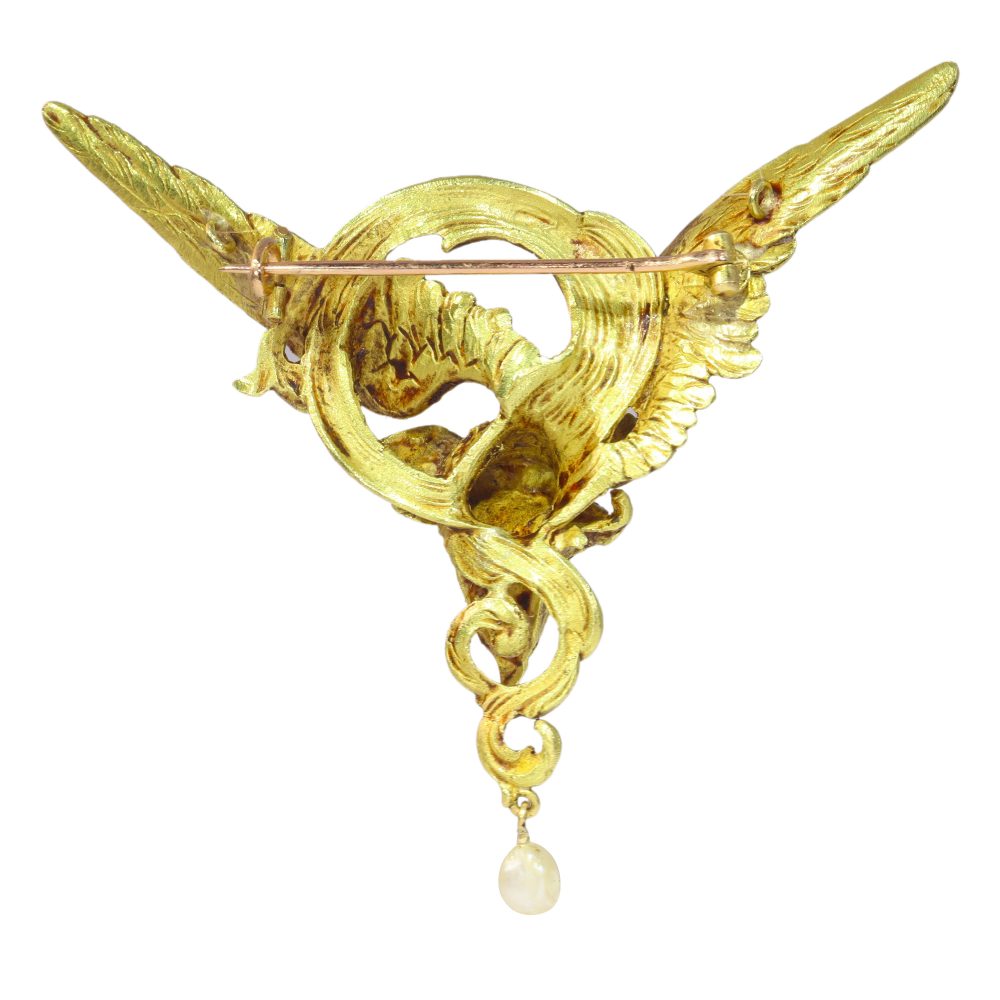 Antique French Griffin Brooch Pendant